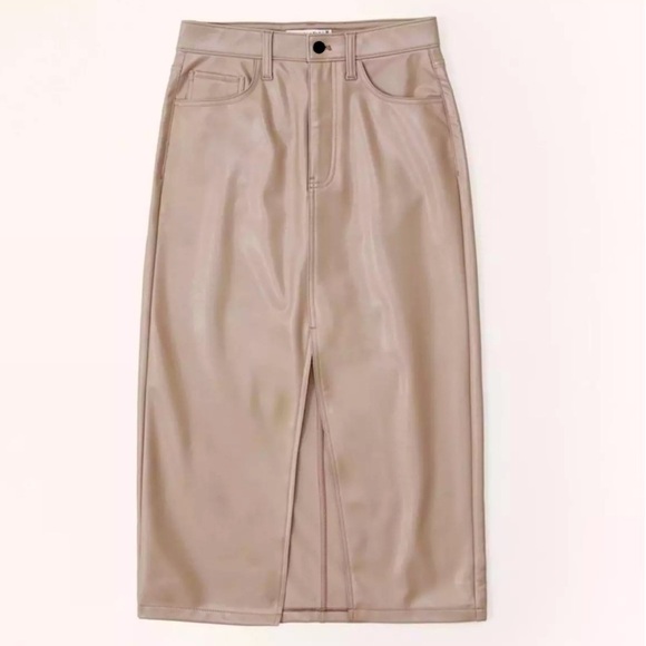 Abercrombie & Fitch Dresses & Skirts - Abercrombie & Fitch NWOT Vegan Leather MIDI Skirt Taupe Size 31